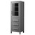 Wyndham WCV2525LTGB Daria Linen Tower in Dark Gray with Matte Black Trim, Shelved Cabinet Storage, and 3 Drawers