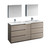 Fresca FVN93-301230MGO-D Fresca Lazzaro 72" Gray Wood Free Standing Double Sink Modern Bathroom Vanity w/ Medicine Cabinet