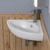 Alfi ABC120 White 22" x 11" Corner Wall Mounted Ceramic Sink with Faucet Hole