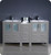 Fresca FCB62-241224GR-I Torino 60" Gray Modern Double Sink Bathroom Cabinets w/ Integrated Sinks