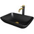Vigo 13" Black Sottile Matte Shell Vessel Bathroom Sink Lexington CfiberÂ© Faucet In Matte Brushed Gold And Matte Black