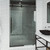 Vigo Elan E-Class 64 In. x 76 In. Frameless Sliding Shower Door In Matte Black With Clear Glass