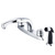 Gerber G0742216 Classics Two Handle Kitchen Faucet Deck Plate Mounted with Side Spray & w/ Metal Fluted Handles 1.75gpm -Chrome