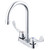 Gerber GC044554 Commercial Two Handle Centerset Lavatory Faucet w/ Gooseneck Spout Wrist Blade Handles & Less Drain 0.5gpm - Chrome