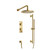 Flusso 100.7300SB Two Output Shower Faucet Set With Shower Head, Hand Held And Slide Bar - Satin Brass
