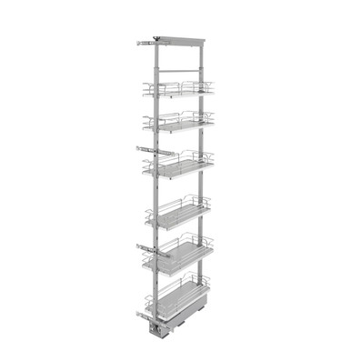 Rev-A-Shelf 5343-10-GR 10 in Chrome Solid Bottom Pantry Pullout Soft Close - Gray