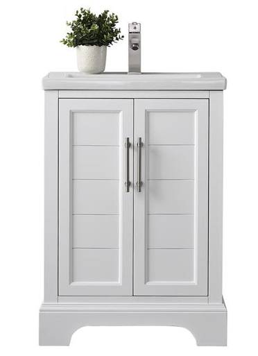 Navata Vanity Vanity Art VA5024-W White 24 Inch Bathroom Vanity with White Ceramic ...