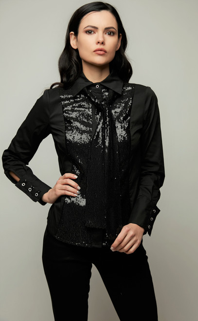 Blouse with Sequin Tie