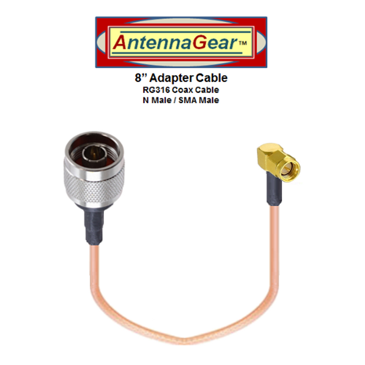 8" Accelerated Router Antenna Adapter Cable - 6310-DX - Cellular LTE - N Male/ SMA Male