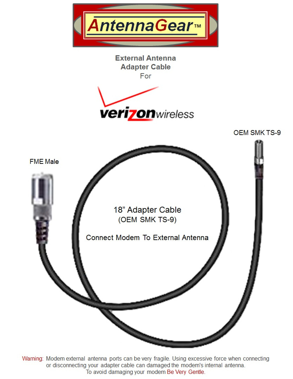 XHD 8dBi Verizon Novatel 6620L MiFi Hotspot External Antenna - Adapter