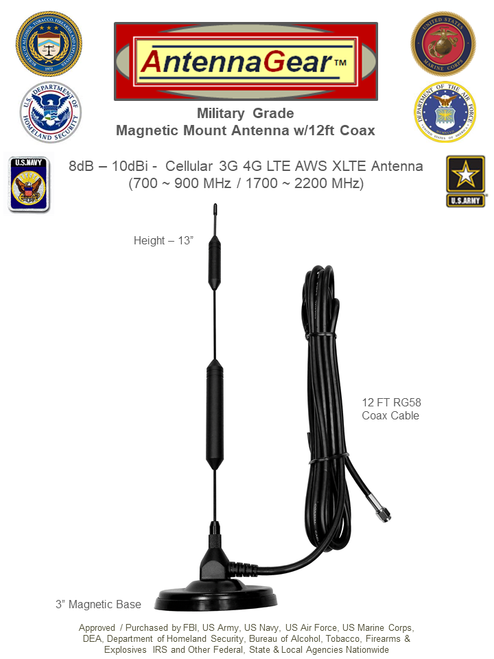 XHD 8dBi DIGI Transport WR44R Router, Military Grade Cellular 4G LTE External Antenna SMA-M