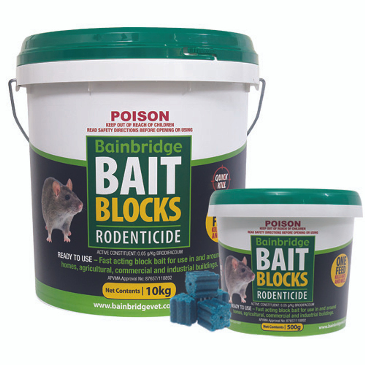 Bainbridge Rodent Bait Blocks 3kg Bucket