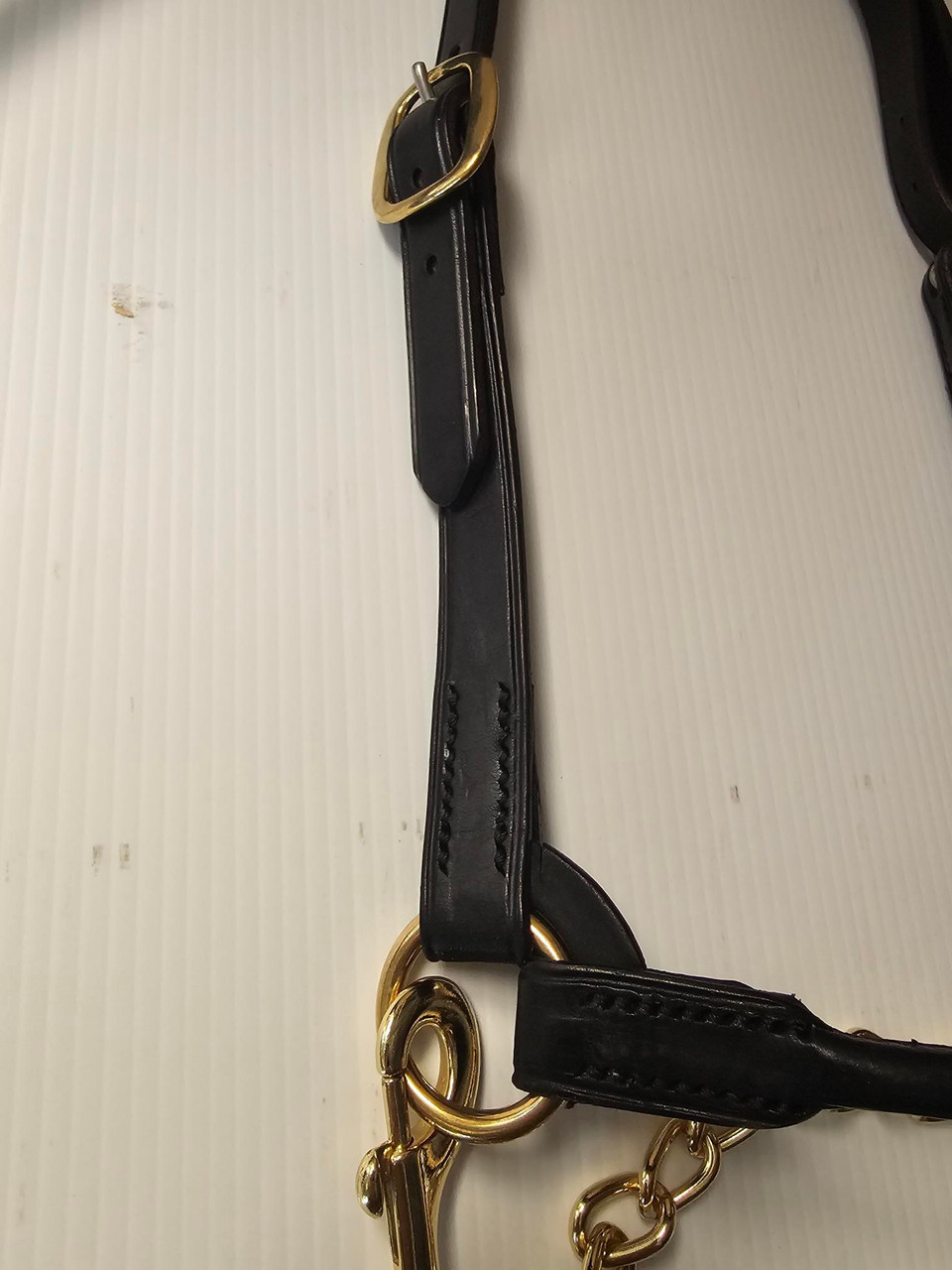 Black Brass Leather Cattle Halter Small