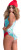 Two Piece Pajama Set. Top and Shorts Color Red-Mint Print