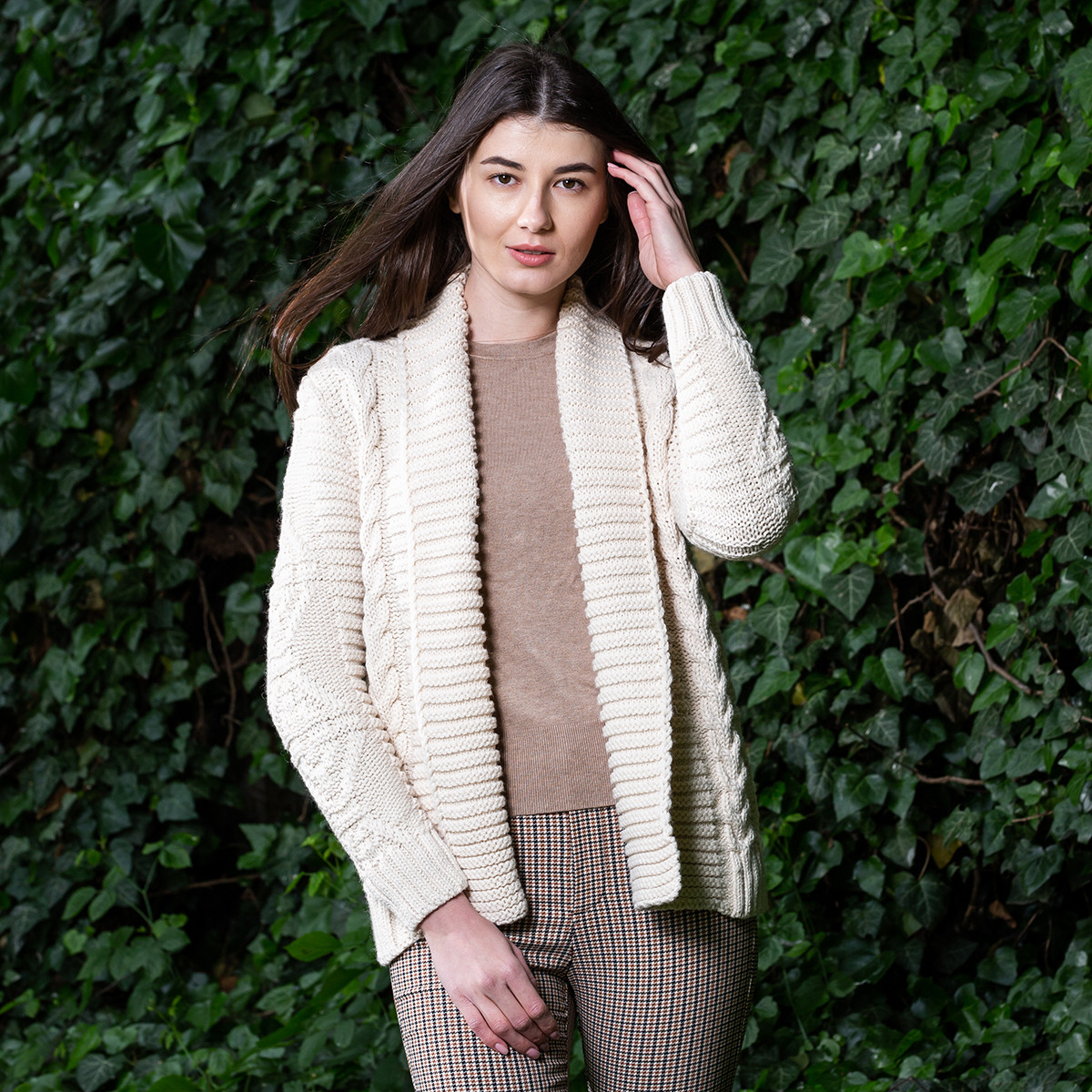 ZYULACKY Women's Long Sleeve Open Front Cardigan – Soft V-Neck Cable Knit Sweater Coat With Pockets