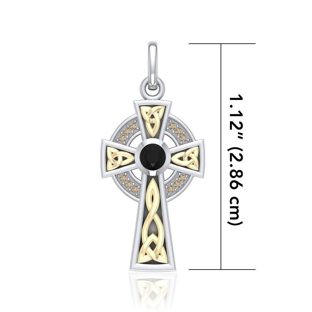 Celtic Trinity Knot Cross with Golden Detailing Dublin Gift Company