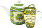 Set of Ceramic Shamrock Teapot & Irish Blessing Mug