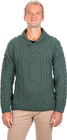 Merino Wool Shawl Neck Aran Sweater SA209-403 Dublin Gift Company