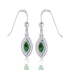 Sterling Silver Emerald Glass Irish Earrings