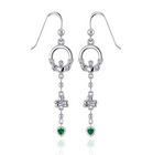 Dangle Emerald Claddagh Shamrock Earrings