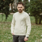 Wool Sweater for Men's Cable Knit Fisherman