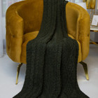 Fisherman Cable Knit Throw/Blanket 100% Virgin Wool FT179 Army Green