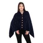 Merino Wool Ladie's Poncho with buttons ML184 - 104 Navy