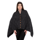 Merino Wool Ladie's Poncho with buttons ML184 - 101 Charcoal