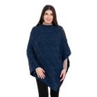 Merino Wool Ladie's Poncho with buttons ML184 - 110 Ocean blue