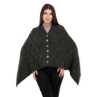 Merino Wool Ladie's Poncho with buttons ML184 - 102 Army Green