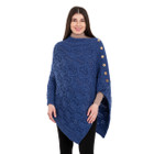 Merino Wool Ladie's Poncho with buttons ML184 - 106 Marl Blue
