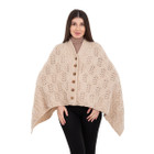 Merino Wool Ladie's Poncho with buttons ML184 - 109 Parsnip