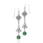 Trinity Celtic Style Dangle Earrings - Emerald Glass