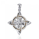 Four Point Celtic Knot Silver Pendant with Cubic Zirconia