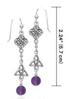 Silver Celtic Knot Drop Earrings with Amethyst Bead