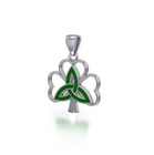 Enamelled Triquetra & Shamrock Pendant – Silver