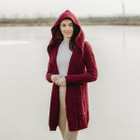 Ladies Classic Fit Long Cardigan with Hood ML116 Wine