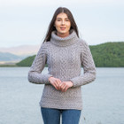 Ladies Cowl Neck Sweater Grey