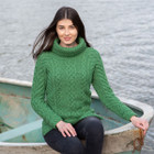 Ladies Cowl Neck Sweater Green