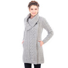 Classic Aran Cable Coat Grey Front View DublinGiftCompany.com