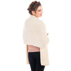 Ladies Classic Cable Wool Shawl Natural Rear View DublinGiftCompany.com