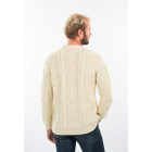 Mens Traditional Aran Crew Neck Sweater Natural Rear View DublinGiftCompany.com