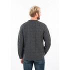 Mens Traditional Aran Crew Neck Sweater Charcoal Rear View DublinGiftCompany.com