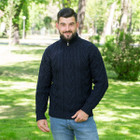 Mens Zip Neck Fisherman Sweater Navy