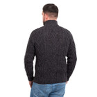 Mens Zip Neck Fisherman Sweater Anthracite Rear View DublinGiftCompany.com