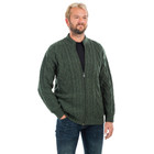 Mens Zipper Cardigan Army Green Front View DublinGiftCompany.com