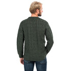 Mens Merino Aran Sweater Army Green Rear View DublinGiftCompany.com