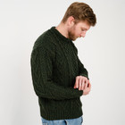 Mens Merino Aran Sweater MM208 Army Green Side View DublinGiftCompany.com