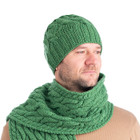 Cable Knit Wool Hat Green MM258 DublinGiftCompany.com