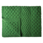 Honeycomb Merino Wool Aran Throw Green Folded DublinGiftCompany.com